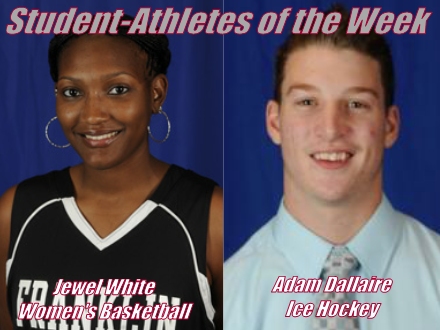 Franklin Pierce Female & Male Student-Athletes of the Week: Jewel White & Adam Dallaire (Feb. 21)